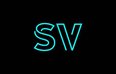 Markalaşma ve grafik tasarımı için uygun, minimal mavi renkli S ve V harflerinin yer aldığı yaratıcı tipografi tasviri.
