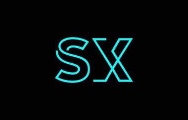 Markalaşma ve grafik tasarımı için uygun, minimal mavi renk temalı S ve X harflerinin yer aldığı yaratıcı tipografi tasviri.