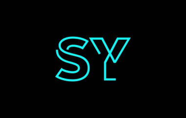 Markalaşma ve grafik tasarımı için uygun, minimal mavi renkli S ve Y harflerinin yer aldığı yaratıcı tipografi tasviri.