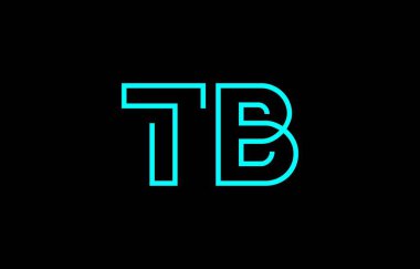 Markalaşma ve grafik tasarımı için uygun, minimal mavi renkli T ve B harflerinin yer aldığı yaratıcı tipografi tasviri.