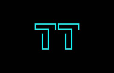 Markalaşma ve grafik tasarımı için uygun minimum mavi renkli T ve T harflerinin yer aldığı yaratıcı tipografi tasviri.