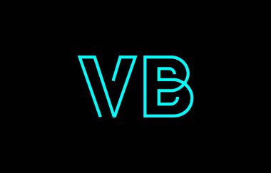 Markalaşma ve grafik tasarımı için uygun, minimal mavi renk temalı V ve B harflerinin yer aldığı yaratıcı tipografi tasviri.
