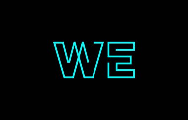 Markalaşma ve grafik tasarımı için uygun minimum mavi renk temalı biçimlendirilmiş W ve E harflerinin yer aldığı yaratıcı tipografi tasviri.