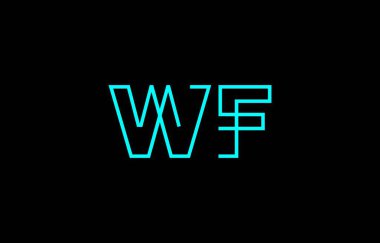 Markalaşma ve grafik tasarımı için uygun minimum mavi renk temalı biçimlendirilmiş W ve F harflerinin yer aldığı yaratıcı tipografi tasviri.