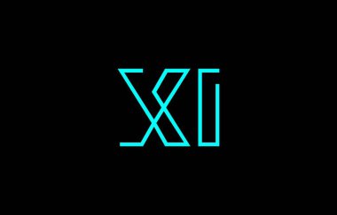 Markalaşma ve grafik tasarımı için uygun, minimal mavi renkli X ve I harflerinin yer aldığı yaratıcı tipografi tasviri.