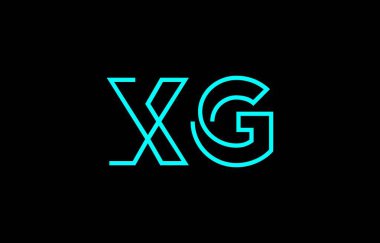 Markalaşma ve grafik tasarımı için uygun en az mavi renk temalı X ve G harflerinin yer aldığı yaratıcı tipografi tasviri.