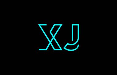 Markalaşma ve grafik tasarımı için uygun en az mavi renk temalı X ve J harflerinin yer aldığı yaratıcı tipografi tasviri.