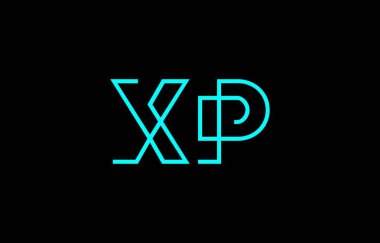 Markalaşma ve grafik tasarımı için uygun, minimal mavi renk temalı X ve P harflerinin yer aldığı yaratıcı tipografi tasviri.