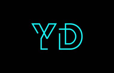 Markalaşma ve grafik tasarımı için uygun minimum mavi renkli Y ve D harflerinin yer aldığı yaratıcı tipografi tasviri.