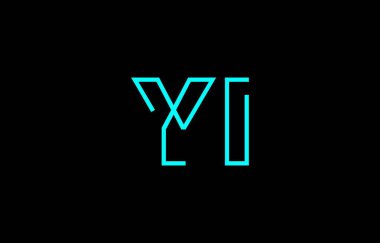 Markalaşma ve grafik tasarımı için uygun en az mavi renk temalı, stilize harflerle Y ve benim oluşturduğum yaratıcı tipografi tasviri.