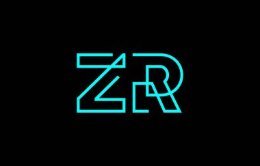 Z ve R harflerinin markalaşma ve grafik tasarımı için uygun minimum mavi renk temalı yaratıcı tipografisinin çizimi.