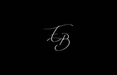 A minimal yet stylish depiction of white cursive lettering forming EB on a dark background, symbolizing elegance and simplicity. clipart