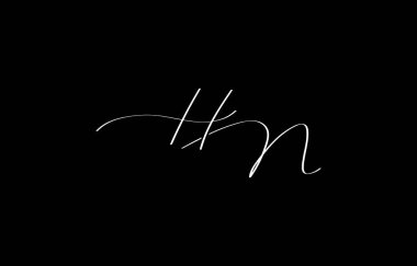 A minimal yet stylish depiction of white cursive lettering forming HN on a dark background, symbolizing elegance and simplicity. clipart