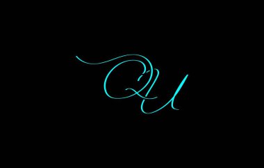 A minimal yet stylish depiction of white cursive lettering forming QU on a dark background, symbolizing elegance and simplicity. clipart