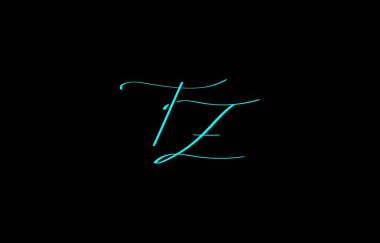 A minimal yet stylish depiction of white cursive lettering forming TZ on a dark background, symbolizing elegance and simplicity. clipart