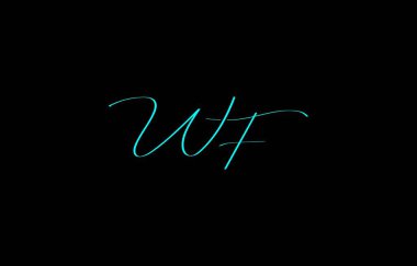 A minimal yet stylish depiction of white cursive lettering forming WF on a dark background, symbolizing elegance and simplicity. clipart