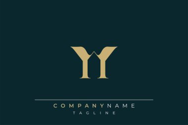 Sofistike tipografi tasarımlı zarif monogram YY ve sofistike tipografi