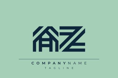 AZ minimal hat logosu. Harf A ve Z vektör çizgisi logo tasarımı.