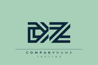 DZ minimal hat logosu. D ve Z harfleri vektör çizgisi logo tasarımı.