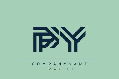 PY minimal hat logosu. P ve Y vektör çizgisi logo tasarımı.