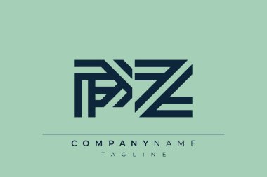 PZ minimal hat logosu. P ve Z harfi vektör çizgisi logo tasarımı.