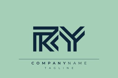 RY minimal hat logosu. Harf R ve Y vektör çizgisi logo tasarımı.