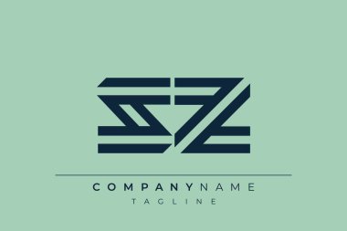 SZ minimal hat logosu. S ve Z harfi vektör çizgisi logo tasarımı.