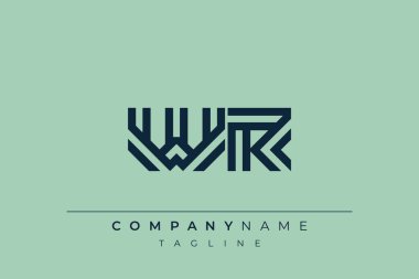 WR minimal hat logosu. Harf W ve R vektör çizgisi logo tasarımı.