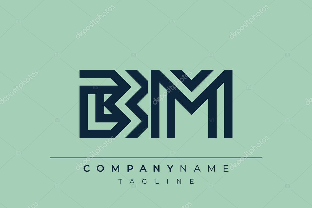 BM minimal line logo. Letter B and M vector line logo design.
