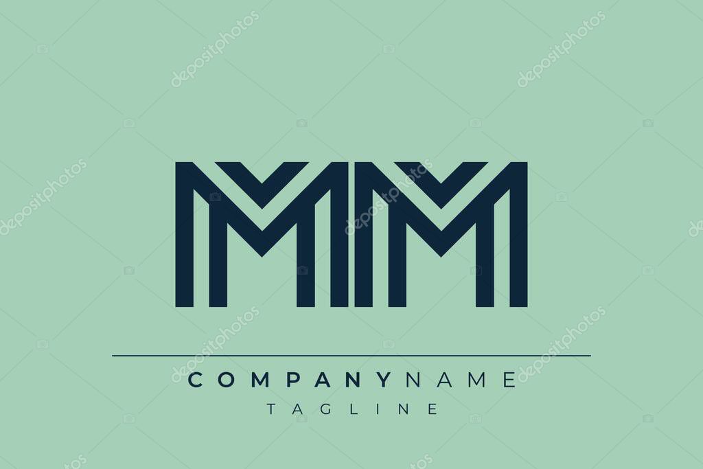 MM minimal line logo. Letter M and M vector line logo design.