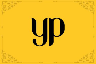 YP Küçük Harf İlk Logo Tasarım Şablonu Vektör İllüstrasyonu. Y ve P harfleri soyut lüks logo