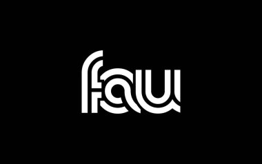 FAU Yaratıcı Eşsiz Modern Harf Logosu Tasarımı. Benzersiz bir harf dizaynına sahip stilize logo, soyut minimalist estetik ve modern cazibe sunar.