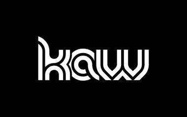KAW Yaratıcı Eşsiz Modern Harf Logosu Tasarımı. Benzersiz bir harf dizaynına sahip stilize logo, soyut minimalist estetik ve modern cazibe sunar.