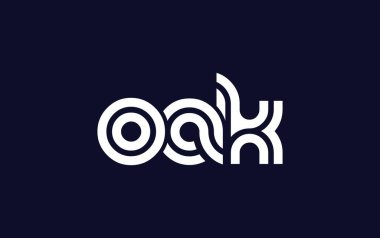 OAK Yaratıcı Eşsiz Modern Harf Logosu Tasarımı. Benzersiz bir harf dizaynına sahip stilize logo, soyut minimalist estetik ve modern cazibe sunar.