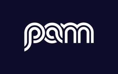 Pam Yaratıcı Eşsiz Modern Harf Logosu Tasarımı. Benzersiz bir harf dizaynına sahip stilize logo, soyut minimalist estetik ve modern cazibe sunar.