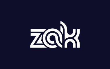 ZAK Yaratıcı Eşsiz Modern Harf Logosu Tasarımı. Benzersiz bir harf dizaynına sahip stilize logo, soyut minimalist estetik ve modern cazibe sunar.