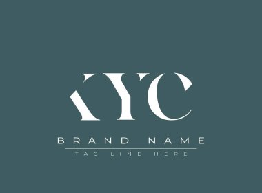 KYC soyut harf logosu tasarımı. Bu logo üç soyut harf tarafından tasarlanmıştır..