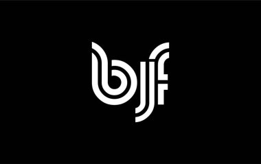BJF Yaratıcı Eşsiz Modern Harf Logosu Tasarımı. Benzersiz bir harf dizaynına sahip stilize logo, soyut minimalist estetik ve modern cazibe sunar.