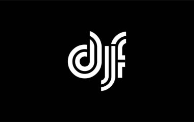 DJF Yaratıcı Eşsiz Modern Harf Logosu Tasarımı. Benzersiz bir harf dizaynına sahip stilize logo, soyut minimalist estetik ve modern cazibe sunar.