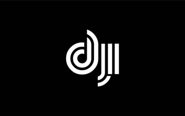 DJI Yaratıcı Eşsiz Modern Harf Logosu Tasarımı. Benzersiz bir harf dizaynına sahip stilize logo, soyut minimalist estetik ve modern cazibe sunar.