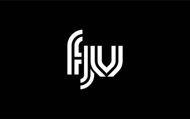 FJV Yaratıcı Eşsiz Modern Harf Logosu Tasarımı. Benzersiz bir harf dizaynına sahip stilize logo, soyut minimalist estetik ve modern cazibe sunar.