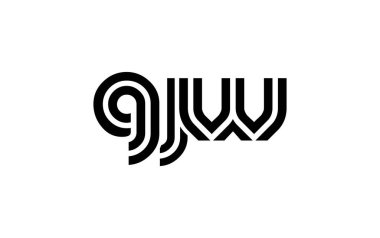 GJW Yaratıcı Eşsiz Modern Harf Logosu Tasarımı. Benzersiz bir harf dizaynına sahip stilize logo, soyut minimalist estetik ve modern cazibe sunar.