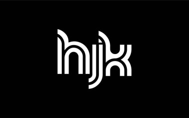 HJK Yaratıcı Eşsiz Modern Harf Logosu Tasarımı. Benzersiz bir harf dizaynına sahip stilize logo, soyut minimalist estetik ve modern cazibe sunar.