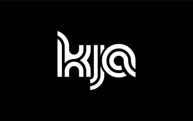 KJA Yaratıcı Eşsiz Modern Harf Logosu Tasarımı. Benzersiz bir harf dizaynına sahip stilize logo, soyut minimalist estetik ve modern cazibe sunar.