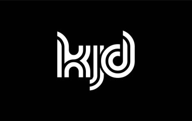 KJD Yaratıcı Eşsiz Modern Harf Logosu Tasarımı. Benzersiz bir harf dizaynına sahip stilize logo, soyut minimalist estetik ve modern cazibe sunar.