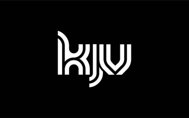 KJV Yaratıcı Eşsiz Modern Harf Logosu Tasarımı. Benzersiz bir harf dizaynına sahip stilize logo, soyut minimalist estetik ve modern cazibe sunar.