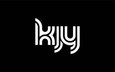 KJY Yaratıcı Eşsiz Modern Harf Logosu Tasarımı. Benzersiz bir harf dizaynına sahip stilize logo, soyut minimalist estetik ve modern cazibe sunar.