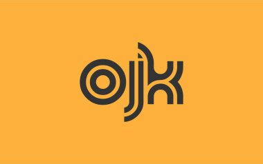 OJK Yaratıcı Eşsiz Modern Harf Logosu Tasarımı. Benzersiz bir harf dizaynına sahip stilize logo, soyut minimalist estetik ve modern cazibe sunar.
