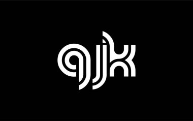 QJK Yaratıcı Eşsiz Modern Harf Logosu Tasarımı. Benzersiz bir harf dizaynına sahip stilize logo, soyut minimalist estetik ve modern cazibe sunar.