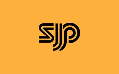 SJP Yaratıcı Eşsiz Modern Harf Logosu Tasarımı. Benzersiz bir harf dizaynına sahip stilize logo, soyut minimalist estetik ve modern cazibe sunar.